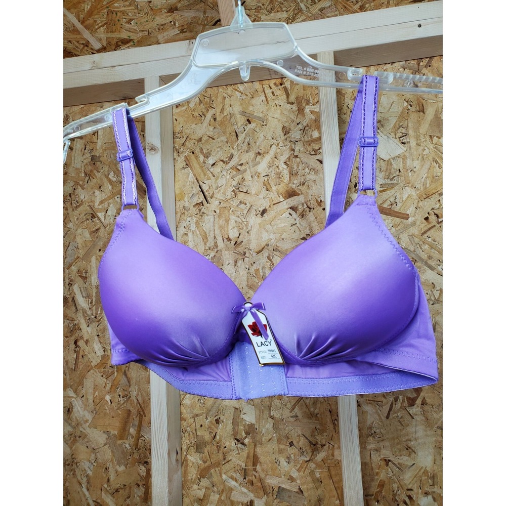 New Bra Size 42C Padded By Lacy  Intimates Casual adjustable With 3 Hooks PURPLE